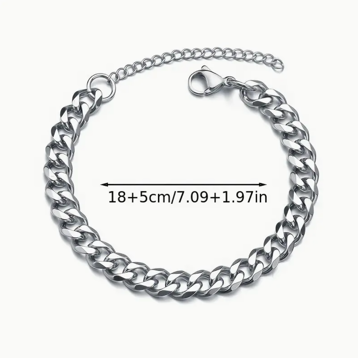 Stainless Steel Cuban Link Chain Bracelet for Men – Hip Hop High Street Style Accessory | American Hip Hop Cool Couple Jewelry