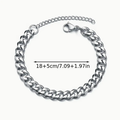 Stainless Steel Cuban Link Chain Bracelet for Men – Hip Hop High Street Style Accessory | American Hip Hop Cool Couple Jewelry