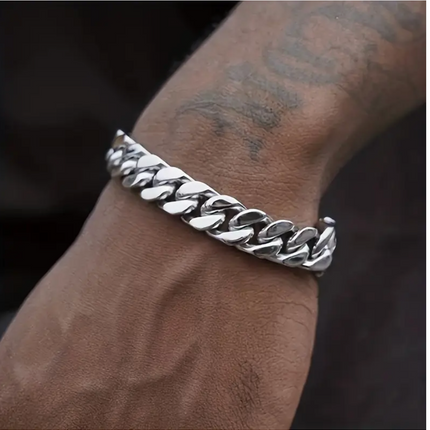 Stainless Steel Cuban Link Chain Bracelet for Men – Hip Hop High Street Style Accessory | American Hip Hop Cool Couple Jewelry