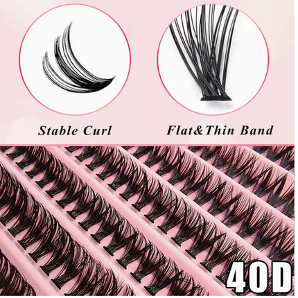 Individual D curl eyelash clusters from UK Dropships, 8-16mm, natural look, wide stem, reusable for DIY lash extensions.