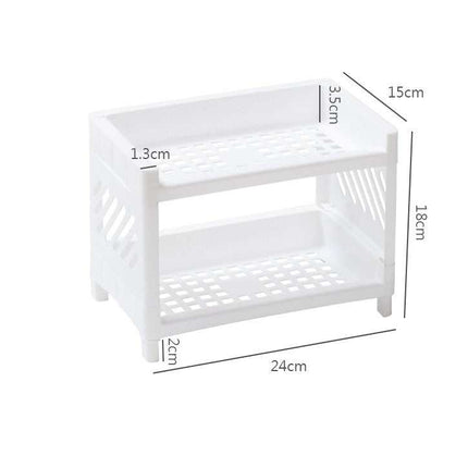 Double-layer Plastic Mini Storage Rack for Office & Dorm