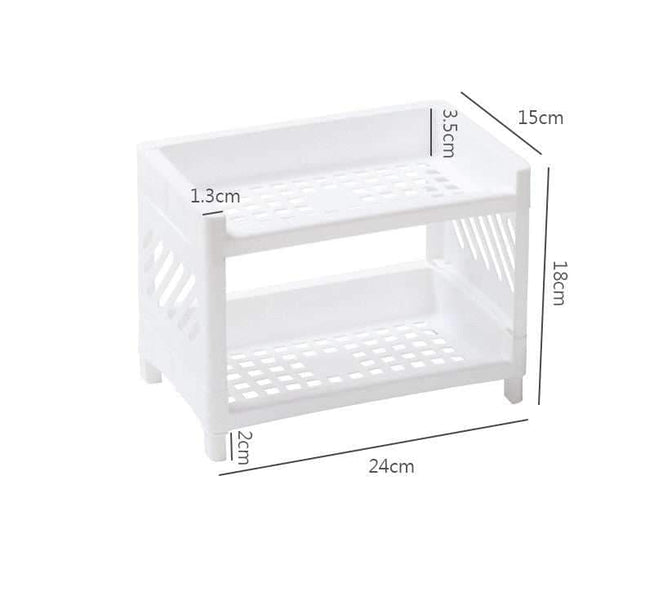Double-layer plastic mini storage rack for office and dorm desk organization