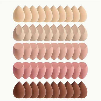 Set of 10 coffee-colored mini makeup sponges for contouring, blending, powder, liquid foundation, and concealer application.