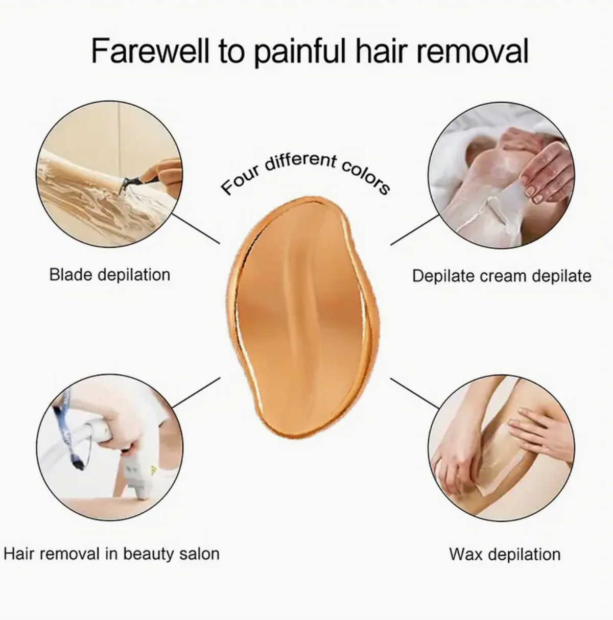 Crystal hair remover tool for men and women, waterproof, reusable, in blue, pink, beige, or purple, exfoliates skin gently.