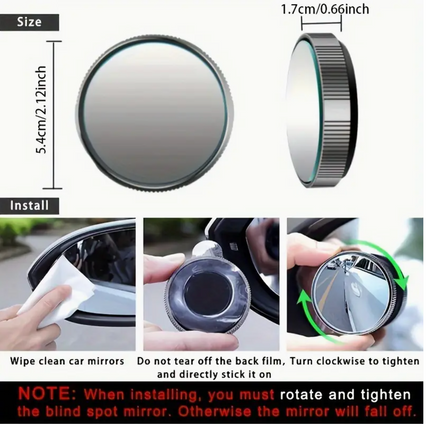 HD Blind Spot Mirror – 360° Wide-Angle Convex Rearview Mirror | Easy Installation & Enhanced Driving Safety