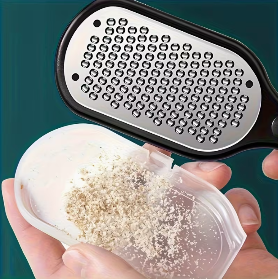 Stainless Steel Foot File Sander  Anti-Splash Design • Comfortable Handle • Rust-Proof &amp; Durable • Removes Dead Skin &amp; Calluses • Home SPA &amp; Pedicure Essential