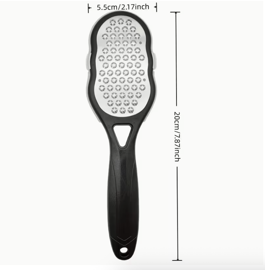 Stainless Steel Foot File Sander  Anti-Splash Design • Comfortable Handle • Rust-Proof &amp; Durable • Removes Dead Skin &amp; Calluses • Home SPA &amp; Pedicure Essential
