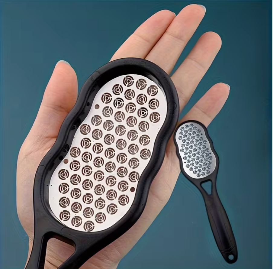 Stainless Steel Foot File Sander  Anti-Splash Design • Comfortable Handle • Rust-Proof &amp; Durable • Removes Dead Skin &amp; Calluses • Home SPA &amp; Pedicure Essential