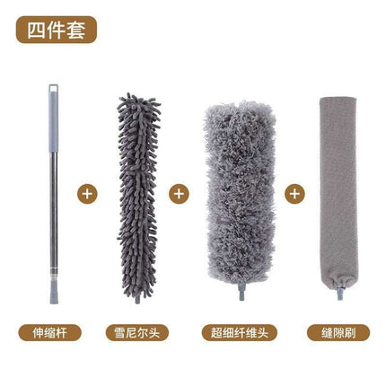 Extendable chicken feather duster with telescopic pole for dust cleaning and electrostatic dust removal