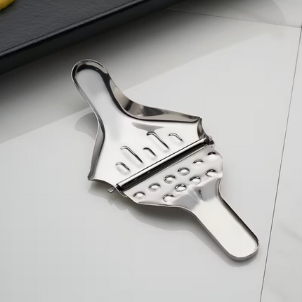 Stainless steel manual citrus juicer with ergonomic handle, ideal for fresh juice extraction in home and garden kitchens.