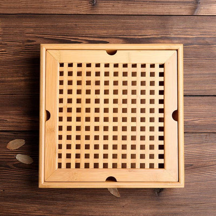 Bamboo tea tray set with natural bamboo surface for home and office use