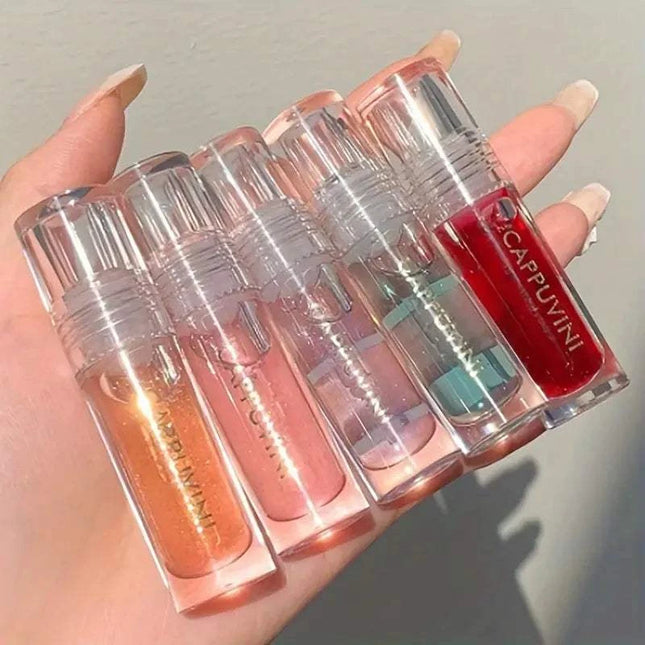 Cappuvini Shiny Crystal Jelly Lip Gloss with moisturizing clear mirror finish and glossy shimmer