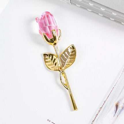 Valentine's Day crystal metal rose decoration with sparkling petals and metallic branches