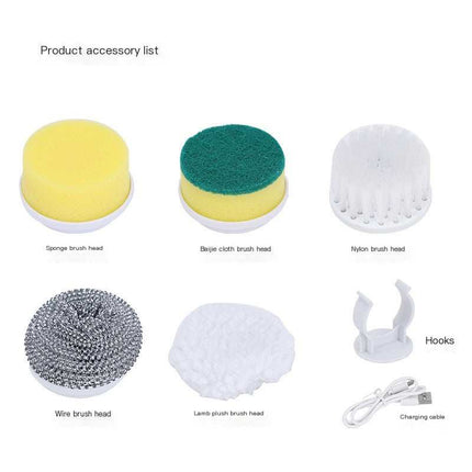 Electric Multifunctional Cleaning Brush with interchangeable heads for versatile household cleaning tasks