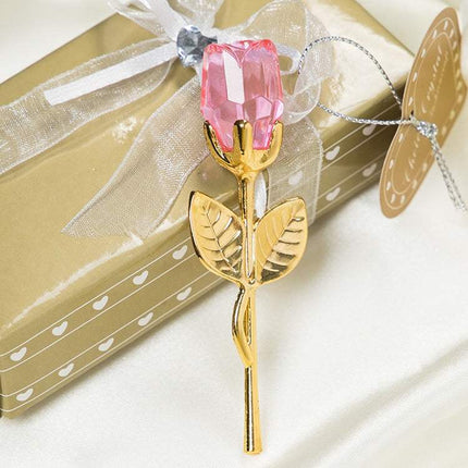 Valentine's Day crystal metal rose decoration with sparkling petals and metallic branches