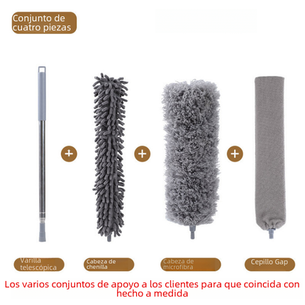 Extendable chicken feather duster with telescopic pole for dust cleaning and removal