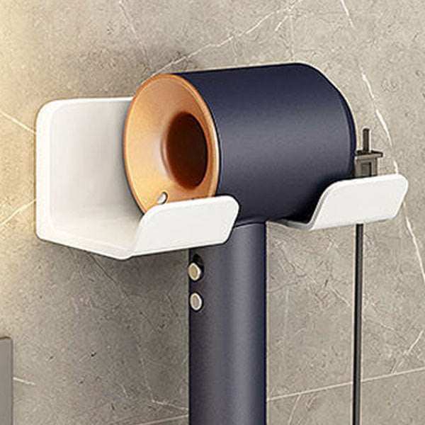 Bathroom hair dryer holder no drill multi-function rack in white for organized bathroom storage