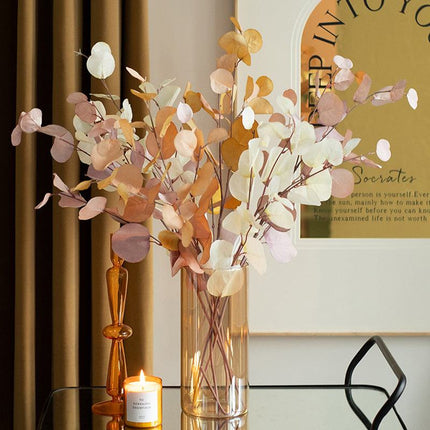 Realistic silk apple leaves simulation in autumn shades for wedding decor and photography backdrops