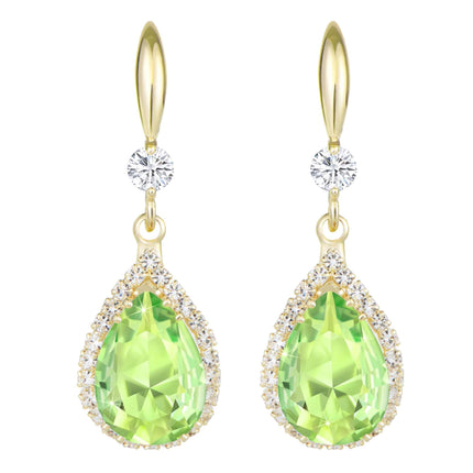 Linawe Lime Green Gold Dangle Earrings for Women Trendy Imitation Diamond Rhinestone Teardrop Earrings Dangling Cubic Zirconia Peridot Crystal Drop Chandelier Wedding Costume Jewelry