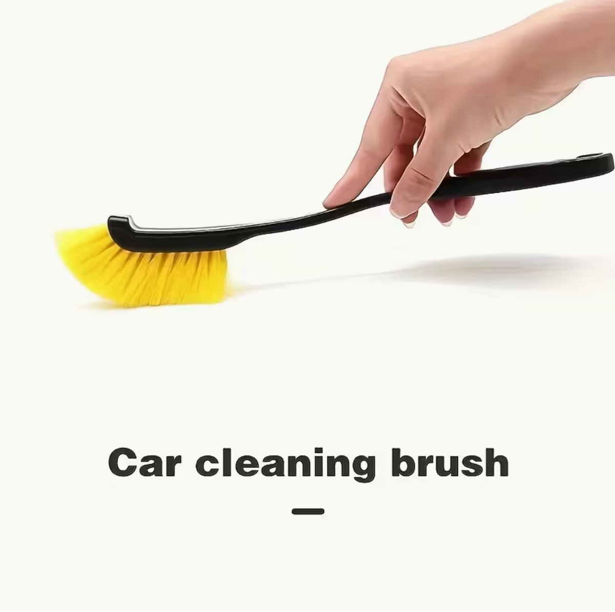 1pc Multi-Use Car Wheel Brush – Yellow Bristle Detailing Brush with Black Ergonomic Handle