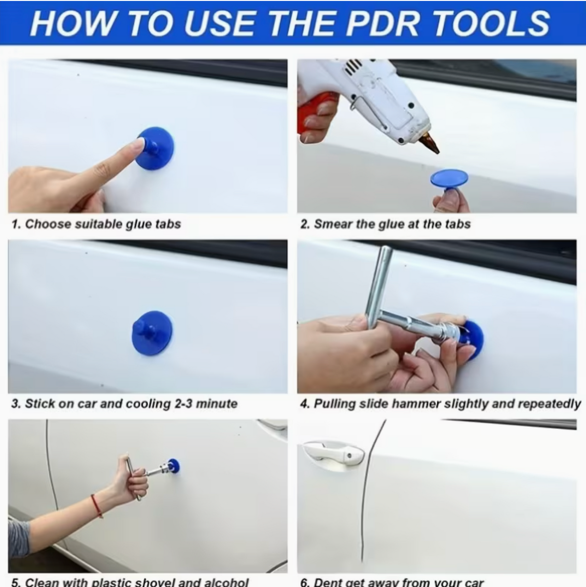 Automotive Body Repair Tool Kit for Removing Dents Without Paint, Featuring a Mechanical T-Bar Dent Puller, Sheet Metal Slide, And Various Sizes of Suction Cups, Without Battery