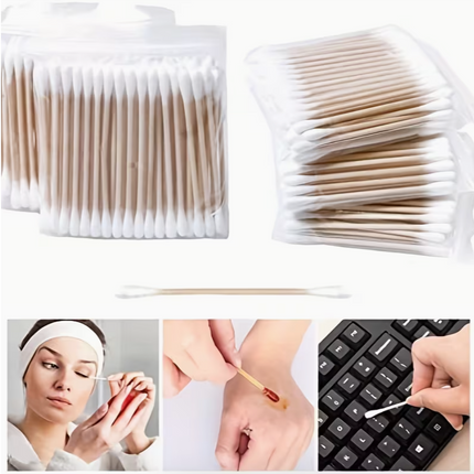 100PCS Premium Dual-Tip Swabs – Lint-Free Precision Swabs for Makeup & Cleaning