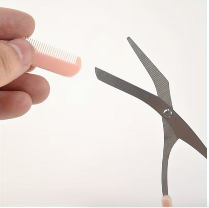 Eyebrow Trimmer with Built-In Comb – Stainless Steel Precision Grooming Scissors