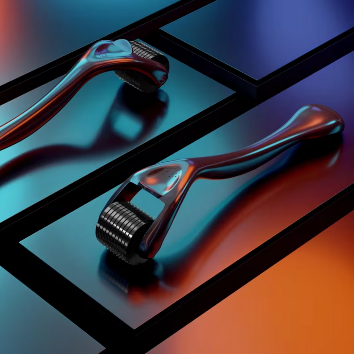 Black Stainless Steel Facial Roller – 0.25mm Precision Light Beige Skin Massager with Ergonomic Handle | Gentle Exfoliating Tool for Men &amp; Women, Daily Skincare Essential