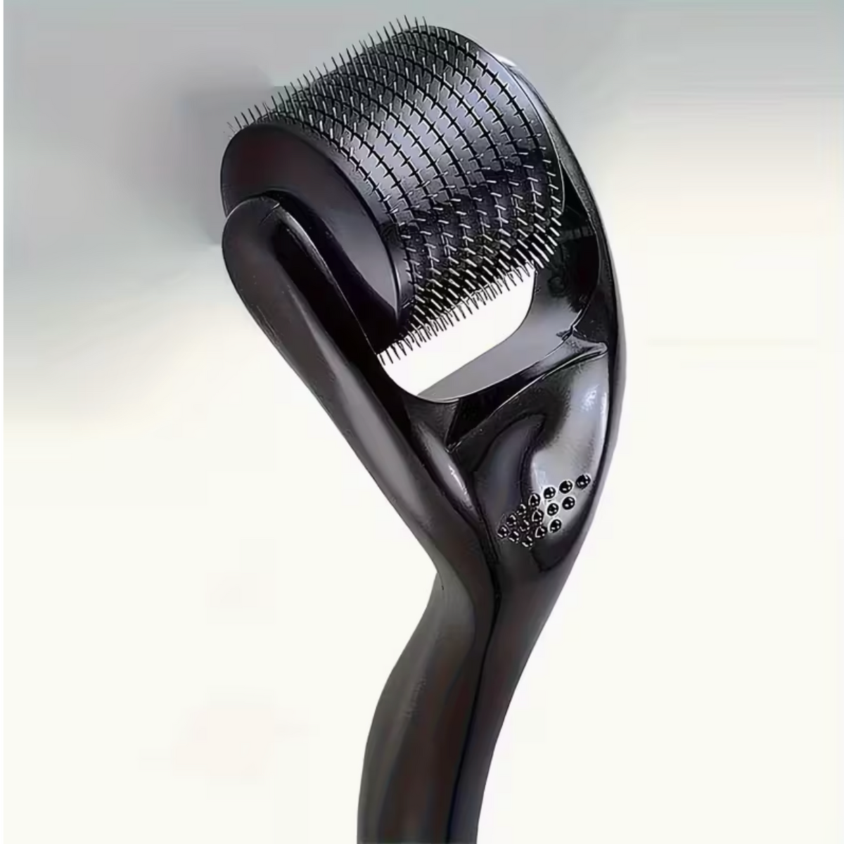 Black Stainless Steel Facial Roller – 0.25mm Precision Light Beige Skin Massager with Ergonomic Handle | Gentle Exfoliating Tool for Men &amp; Women, Daily Skincare Essential
