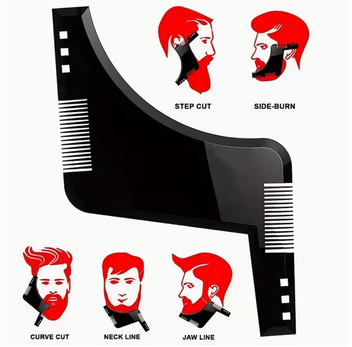 Men’s Beard Shaping &amp; Styling Template Comb – Facial Hair Trim Guide &amp; Style Brush | Precision Beard Grooming Tool