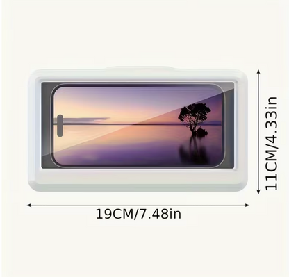 Transparent 360° rotating ABS shower phone holder from UK Dropships, suitable for plastic shower curtains and all-season use.
