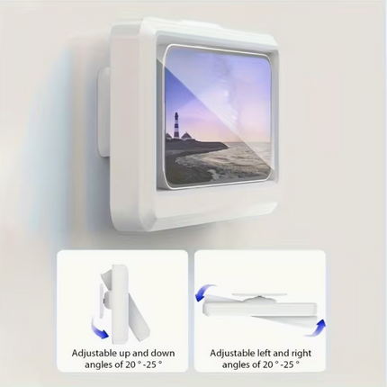 Transparent 360° rotating ABS shower phone holder by UK Dropships, fits plastic shower curtains for all-season bathroom use.