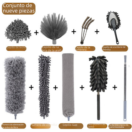 Extendable chicken feather duster with telescopic pole for dust cleaning and electrostatic dust removal