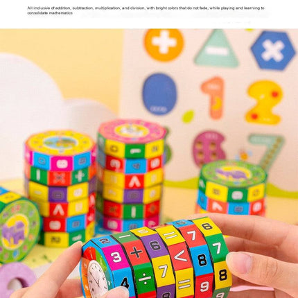 Cylindrical Six-Sided Math Cube for Kids Learning Toy