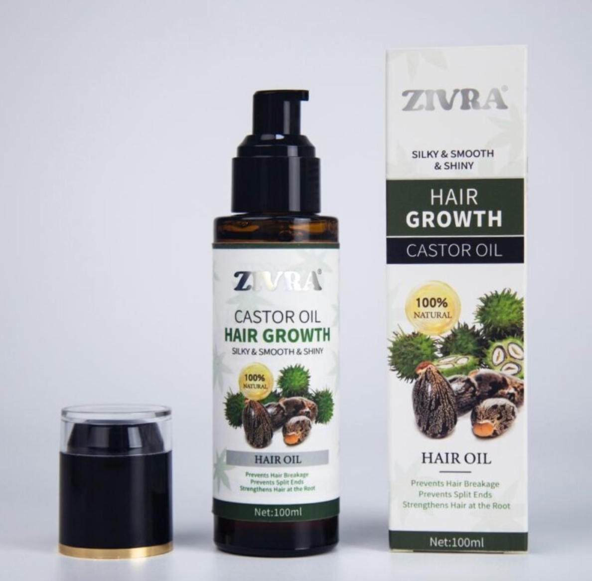 Pure \&amp; Natural *ZIVRA* Hair Growth Oil With Castor Oil for Healthy Shiny Hair