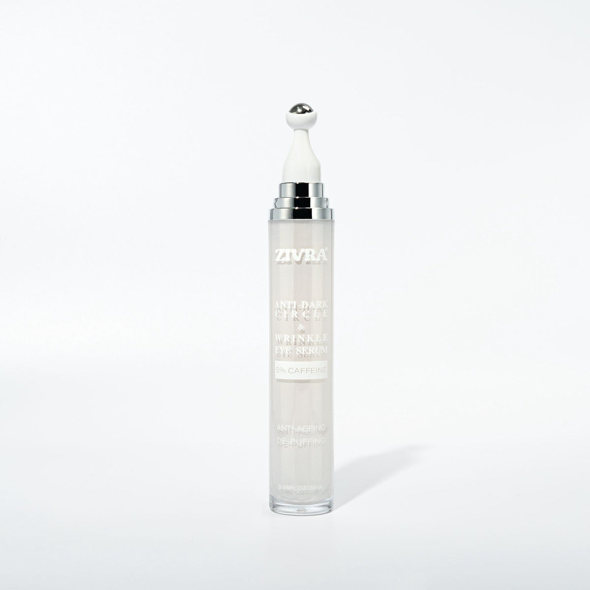 ZIVRA Anti Dark Circle Eye Serum – 5% Caffeine | Anti-Ageing &amp; De-Puffing | 20ml | 360° Roller Applicator