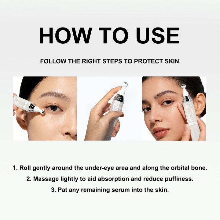 ZIVRA Anti Dark Circle Eye Serum – 5% Caffeine | Anti-Ageing & De-Puffing | 20ml | 360° Roller Applicator