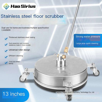 High Pressure Stainless Steel 3-wheel floor cleaner with extended pole and heavy-duty brass gun head