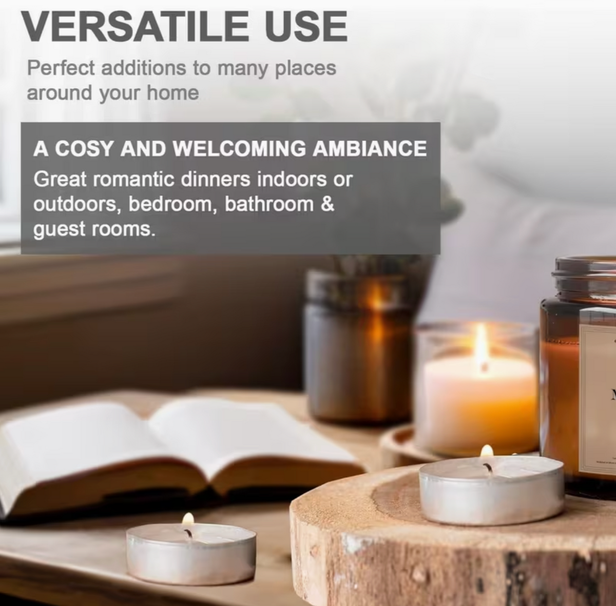 15 pcs Unscented Tea Lights Candles – 3.5 Hour Burn | White Multipack