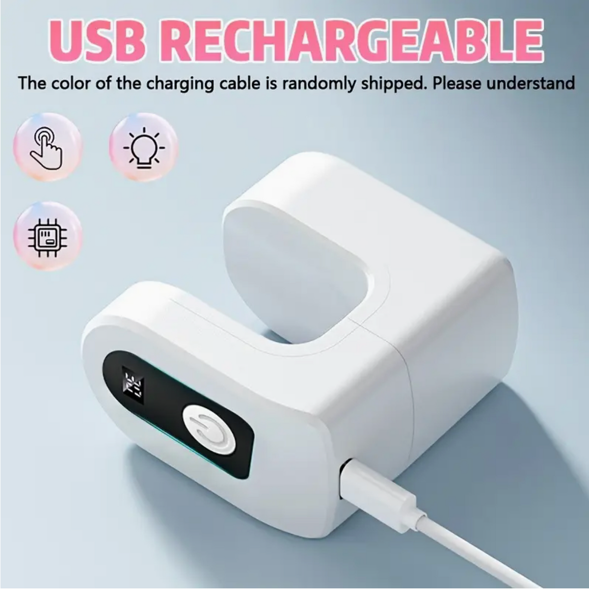 UK Dropships mini portable nail lamp with USB recharge, LED light, countdown timer, compact design for gel and nail polish.