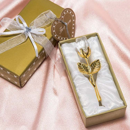 Valentine's Day crystal metal rose decoration with sparkling petals and metallic branches
