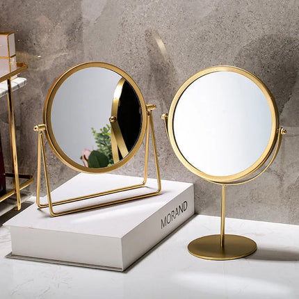 Nordic portable large desktop makeup mirror in sleek black design on vanity table