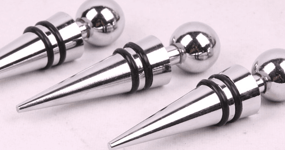 Black zinc alloy wine stopper and sealer for preserving opened wine bottles with airtight seal