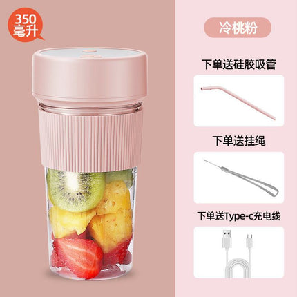 Portable high-speed mini electric juicer cup with USB charging and five-blade design for quick blending of fruits and vegetables