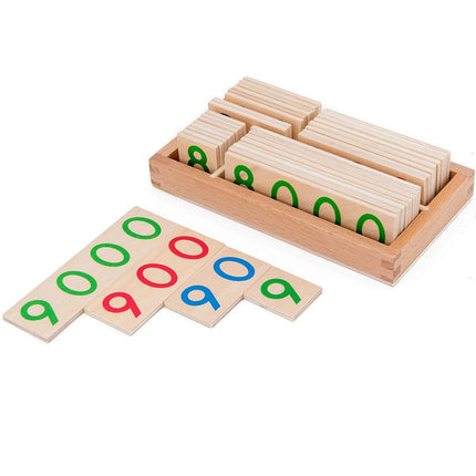Montessori wooden number cards from 1 to 9999 for kids' interactive math learning