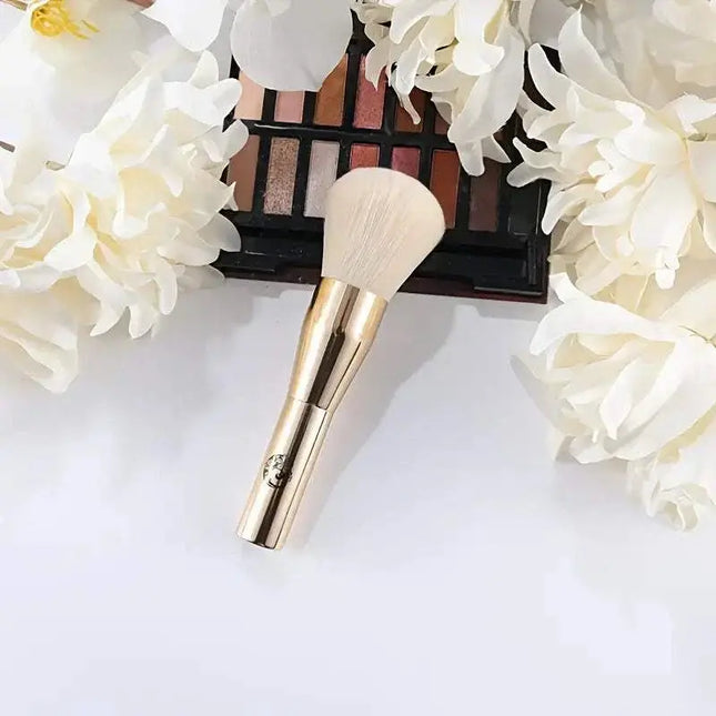 ENERGY Large Makeup Brush with golden aluminum handle and soft artificial fiber bristles for contouring and blush application