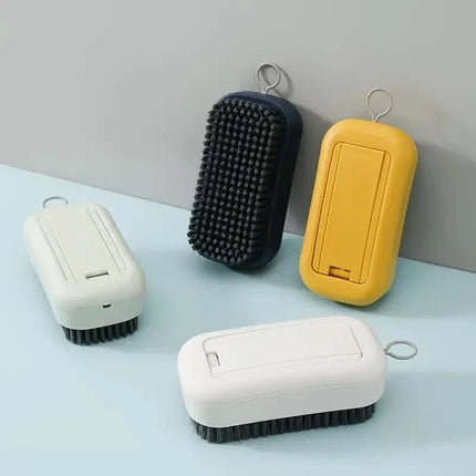 Multifunctional dual-use cleaning brush with soft and firm bristles for delicate and tough surfaces in multiple colors