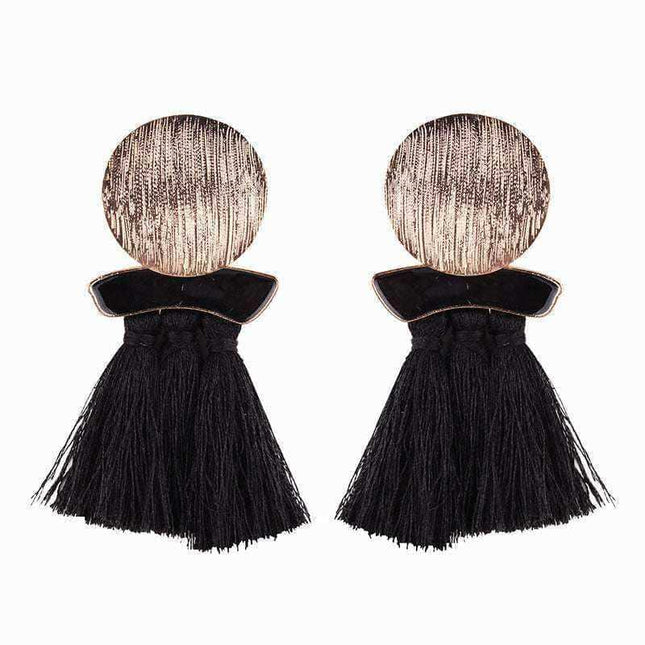 Colorful Bohemian-style tassel earrings in multiple vibrant shades