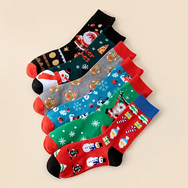 1 Pair of Christmas Santa Claus Cartoon Socks – Unisex Mid-Calf Casual Socks