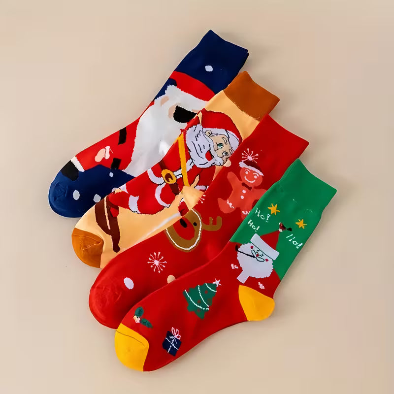 1 Pair of Christmas Santa Claus Cartoon Socks – Unisex Mid-Calf Casual Socks